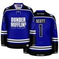 thumbnail image 1 of Dunder Mifflin Michael Scott Blue Hockey Jersey, 1 of 5