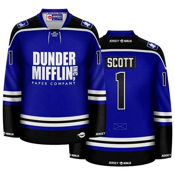 Dunder Mifflin Michael Scott Blue Hockey Jersey