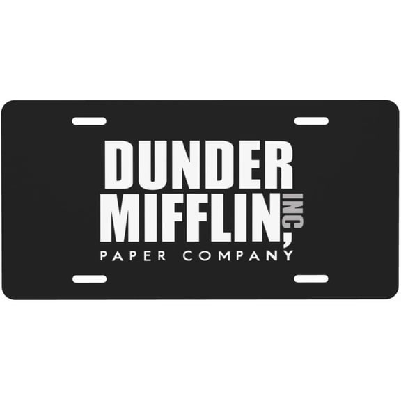Dunder Mifflin Paper Lnc License Plate 6" x 12" Aluminum Decorative Front License Plates Metal Car Plate Novelty Vanity Tag Cover with 4 Holes Car Decor Accessory