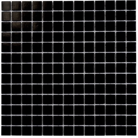 Dune 12 in. x 12 in. Glossy Black Glass Mosaic Wall and Floor Tile (20 sq. ft./case) (20-pack)