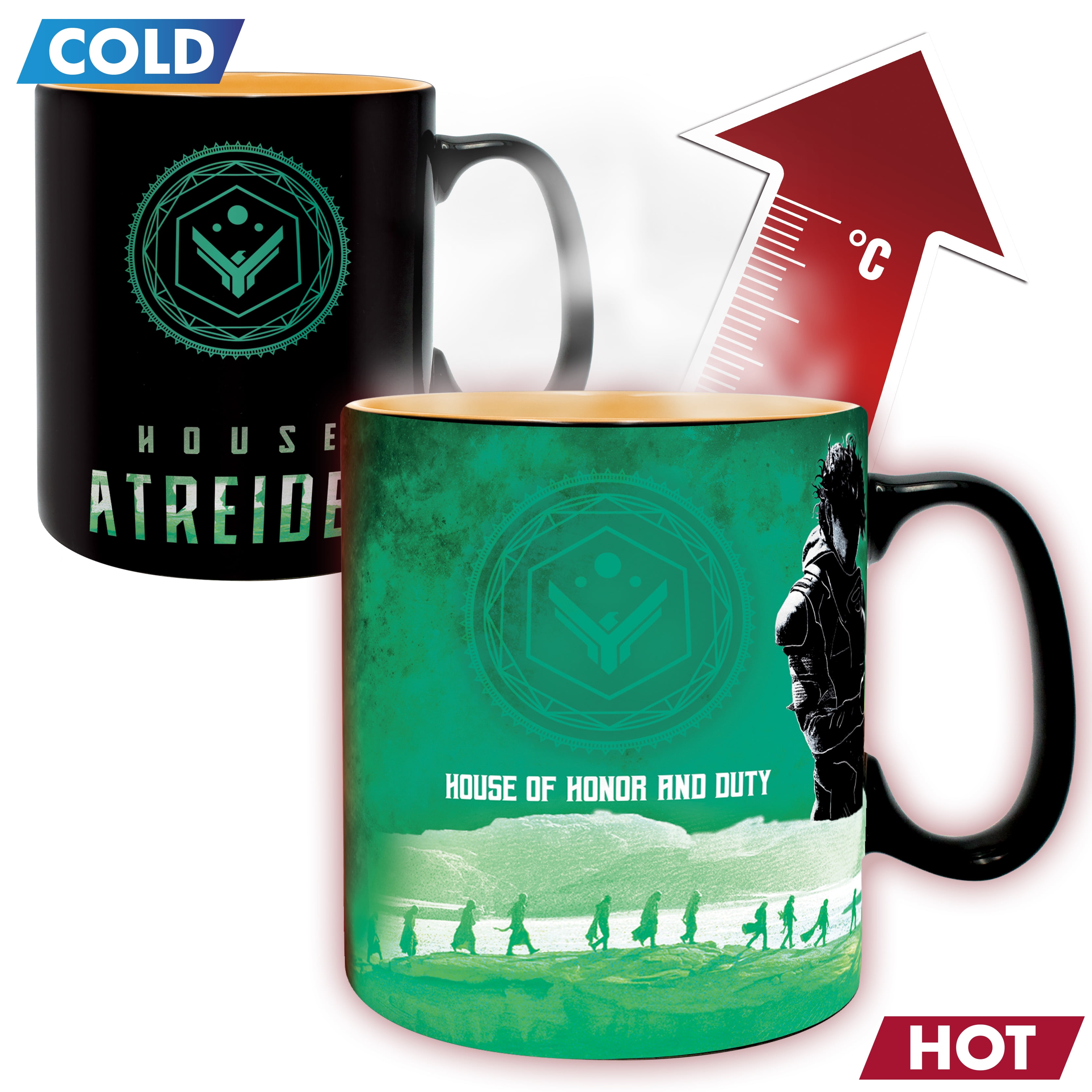 Dune Atreides vs Harkonnen Heat-Change Black Ceramic Mug 16 oz