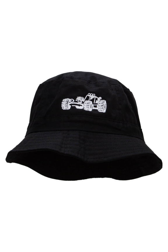 Dune Buggy Embroidered Pigment Dyed Bucket Hat - Black OSFM