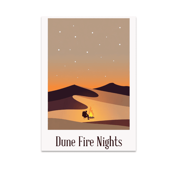 Dune Fire Nights Campfire Art - Outdoor Travel Enthusiast - 13x19 Poster Print