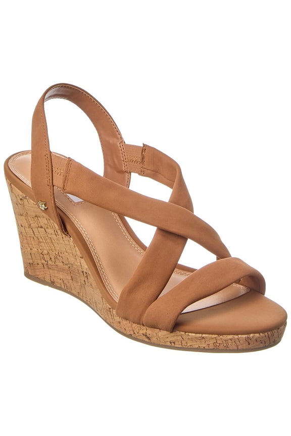 Kamies Leather Wedge Sandal, 40, Beige