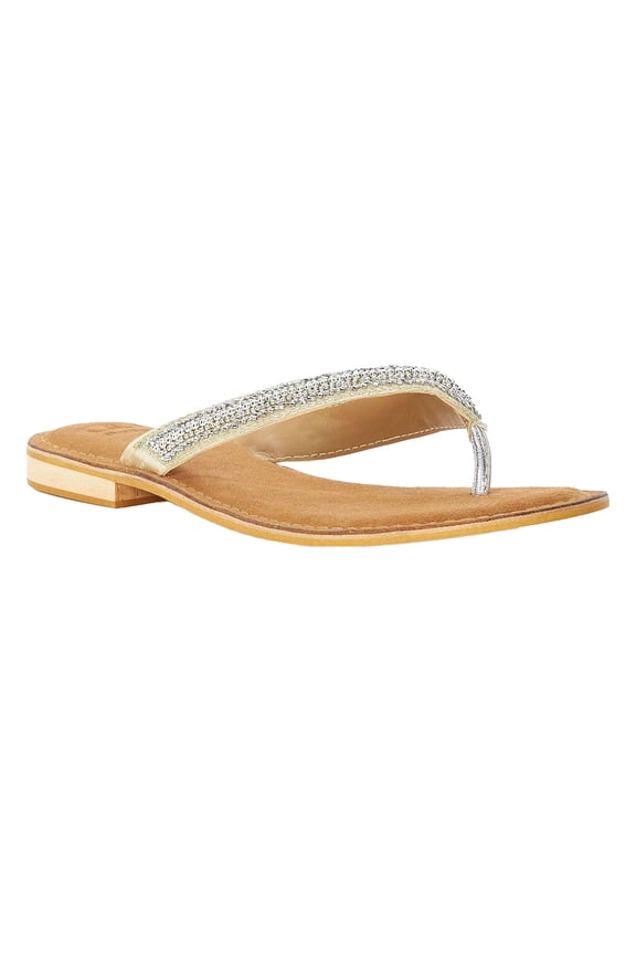 Womens Labyrinth Beaded Suede Toe Post Flat Sandals