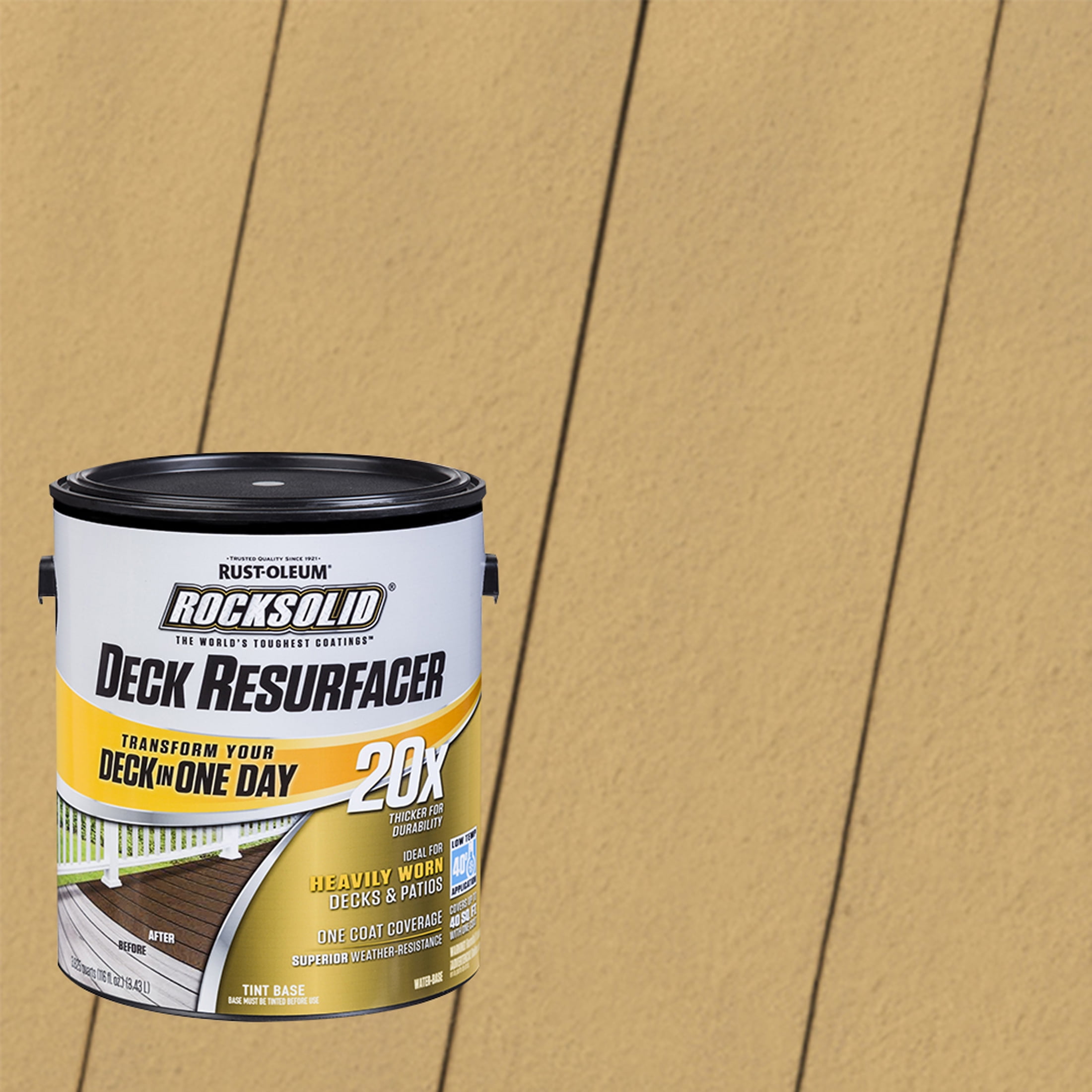Dune, Rust-Oleum RockSolid 20X Exterior Wood Deck Resurfacer-319377T, Gallon