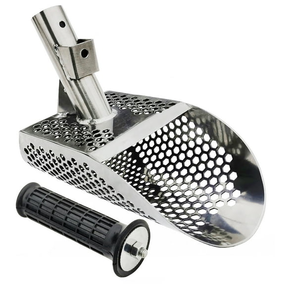 Dune Scoops 9.9" x 4.75" Stainless Steel Sand Scoop - Hexahedron Holes