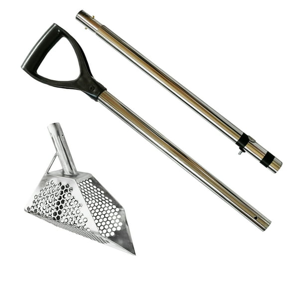 Dune Scoops Anaconda 11x6.5 Stainless Metal Detector SandScoop w/Hexagon Holes w/Handle