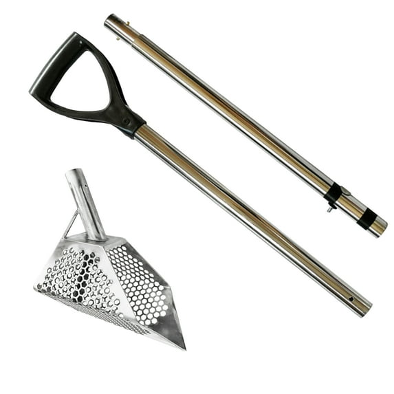 Dune Scoops Anaconda 11x6.5 Stainless Metal Detector SandScoop w/Hexagon Holes w/Handle
