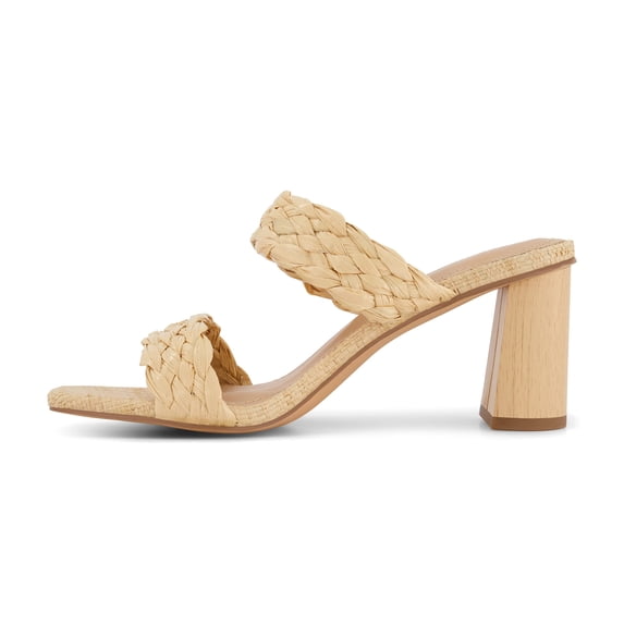 Dunes + CUSHIONAIRE Technology Women's Iris braided Heel Sandal +Memory Foam, Raffia 8 W