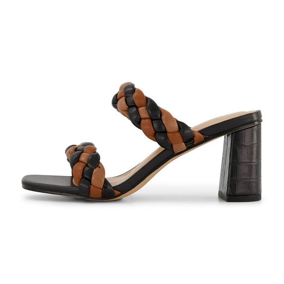 Dunes + CUSHIONAIRE Technology Women's Iris braided Heel Sandal +Memory Foam and Wide Widths Available, Black/Brown 13