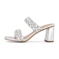 thumbnail image 1 of Dunes + CUSHIONAIRE Technology Women's Iris braided Heel Sandal +Memory Foam and Wide Widths Available, Silver 6.5 W, 1 of 5