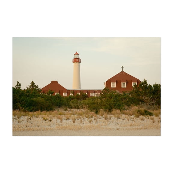 Dunes & Cape May Lighthouse 01 - Cape May New Jersey Photography Lighthouse Coastal Beach Architecture Scenic Nature Landscape Unframed Wall Art Print 32 x 48 inches