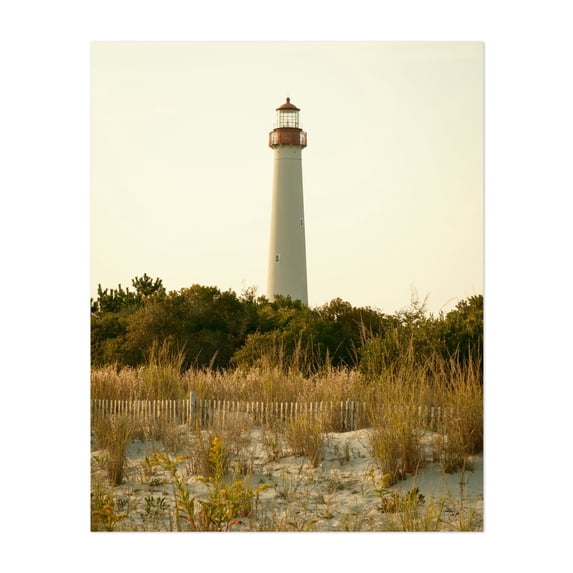 Dunes & Cape May Lighthouse 02 - Cape May New Jersey Photography Lighthouse Coastal Beach Nature Scenic Ocean Landscape Unframed Wall Art Print 22 x 28 inches