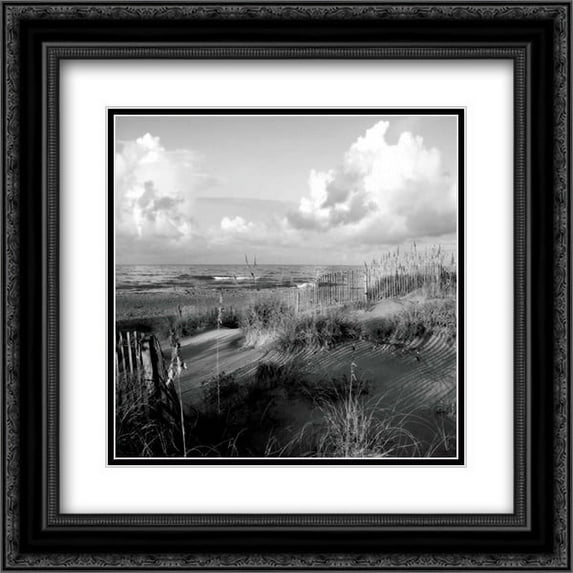 Dunes II Sq. BW 2x Matted 20x20 Black Ornate Framed Art Print by Hausenflock, Alan