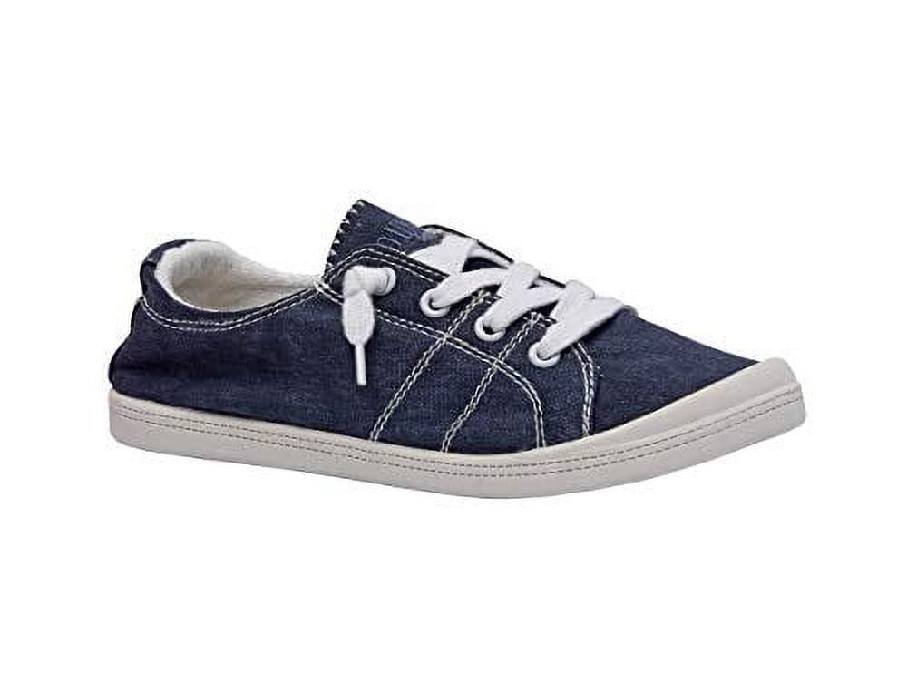 Navy Blue Canvas and Mesh Women's Lace-Up Fashion Sneaker