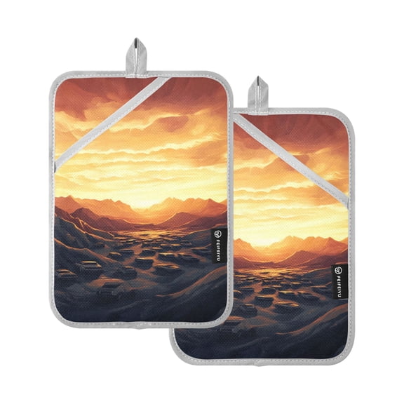 Dunes at Sunset Oven Mitts Pot Holders 2 pcs Heat Resistant for Kitchen Baking Grilling