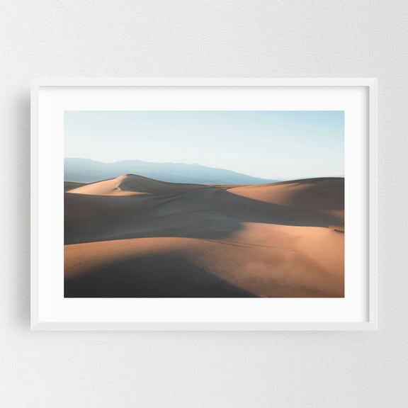 Dunescape - Death Valley California Photography Desert Landscape Nature Scenic Minimalist Sunset White Framed Wall Art Print 5 x 7 inches