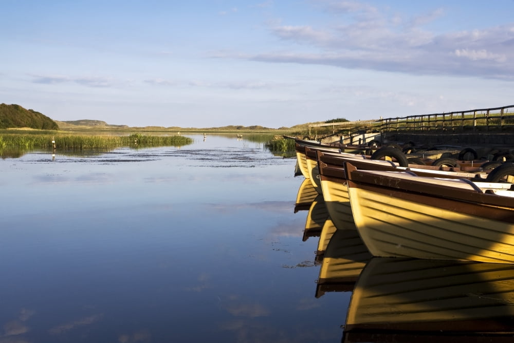Dunfanaghy County Donegal Ireland Boat Reflections In Water Canvas Art - Peter McCabe Design Pics (34 x 22)