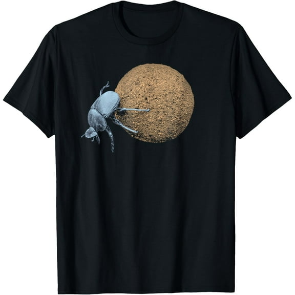 Dung Beetle Pushing Dung Ball T-Shirt100% cotton