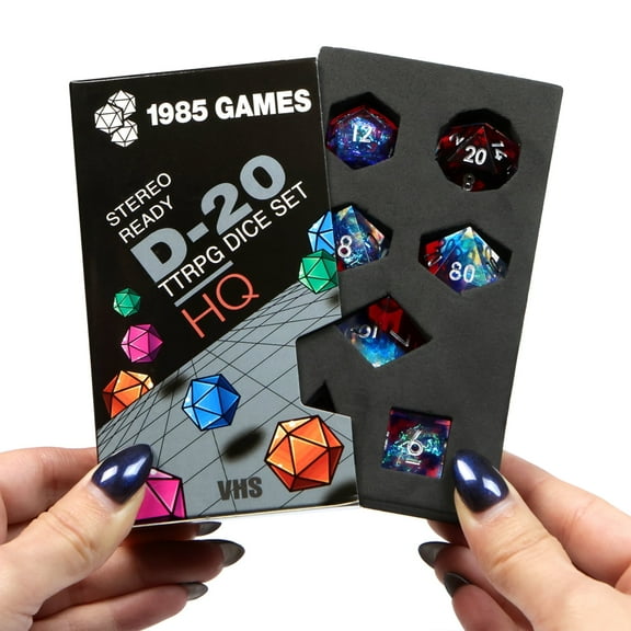 1985 Games Plasmic Punch RPG Dice Set – Polyhedral DND Dice Retro VHS Box