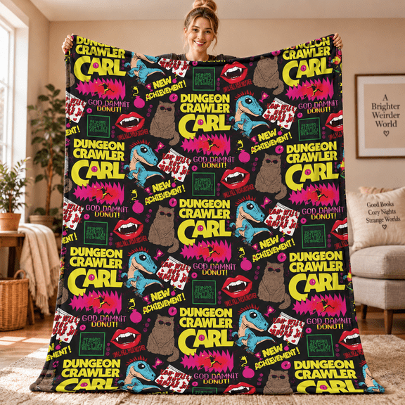 Dungeon Crawler Carl Flannel Blanket, Princess Donut Mongo Pattern Graphic Throw Blanket