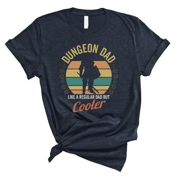 Dungeon Dad T-Shirt – Like a Regular Dad But Cooler – RPG Fantasy Gaming Tee(HEATHER MIDNIGHT NAVY,Large)