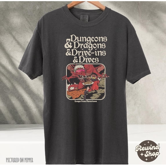 Dungeon Dragon Dive ins and Dives Graphic TShirt Y2K style Guy fieri ...