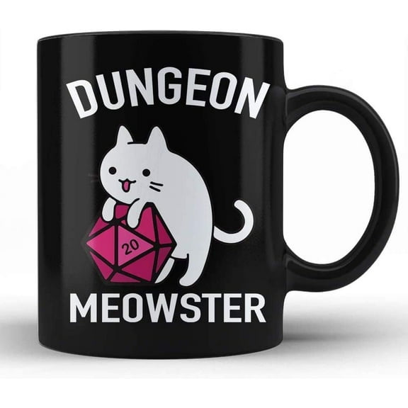 Dungeon Meowster D20 Coffee Cup 11oz Dungeon Master Pathfinder D&D Dungeons and Dragons Novelty,Ceramic mugs, mugs with handle, can heat up
