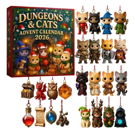 Dungeons And Cats 2026 24 Days Christmas Countdown Ornament Blind Box ...