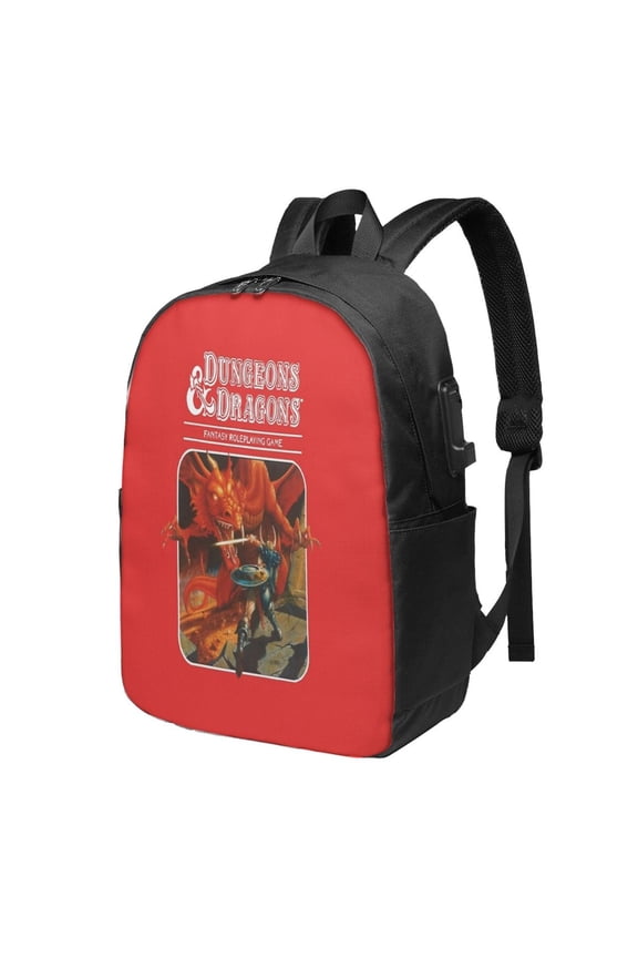 Dungeons And Dragons Merchandise Backpack Fashion Travel Backpack Laptop Backpack 17 Inch External Usb Interface Headphone Line Interface