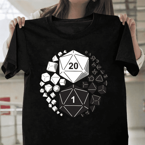Dungeons And Dragons Polyhedral Dice Set D20 Tabletop Art Unisex T-Shirt, for men & women, up to size 5XL.