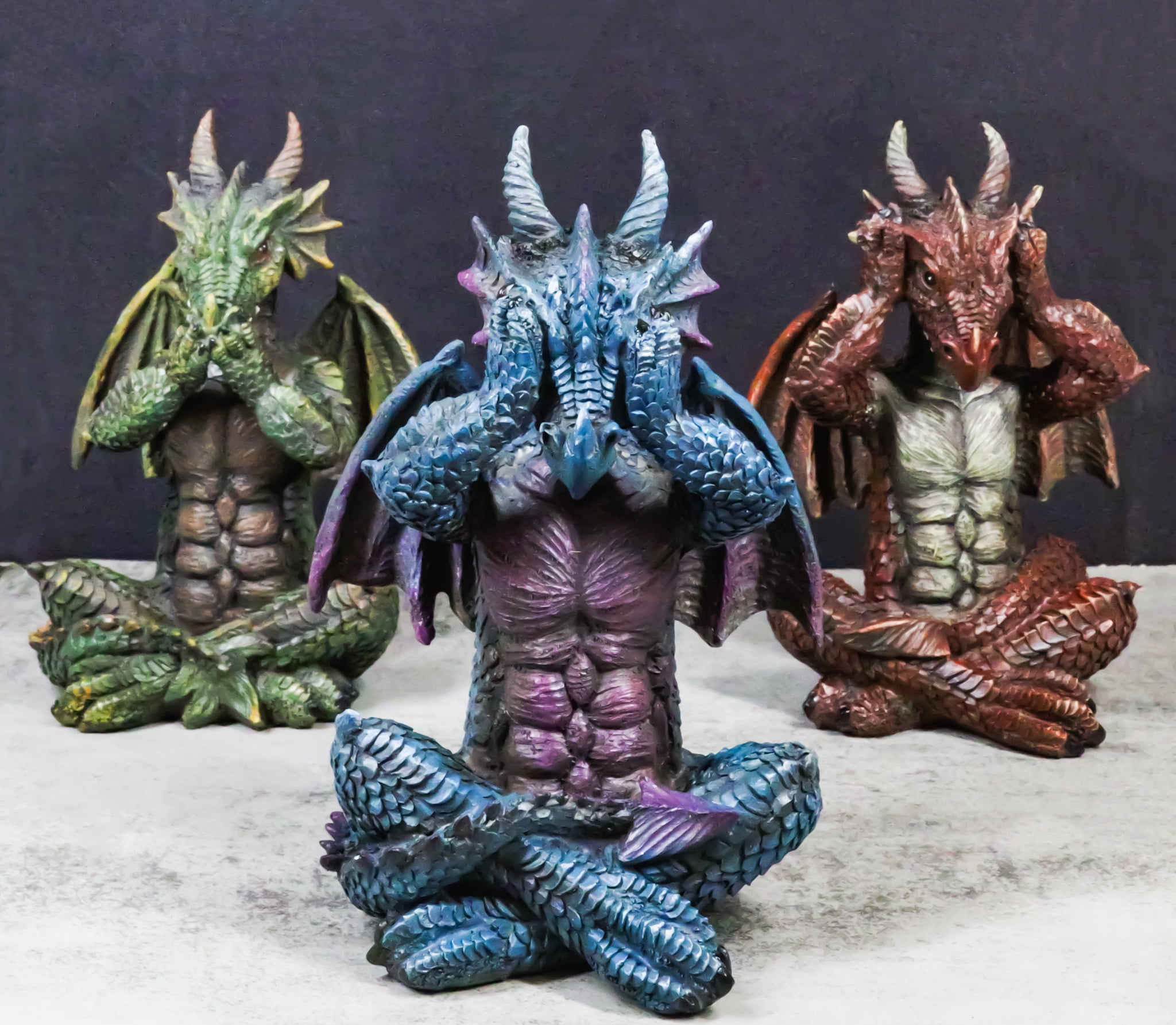 Wise Old Dragon Figurine Display - Resin Statue, Collectible Fantasy Decor