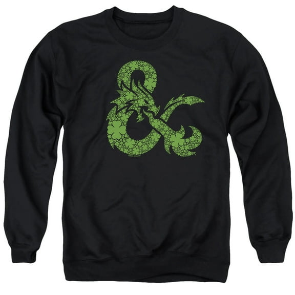 Dungeons And Dragons St. Patrick's Day Shamrock Logo Unisex Adult Crewneck Sweatshirt (X-Large) Black