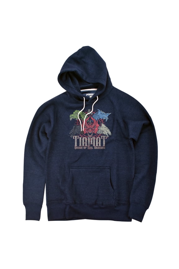 Dungeons And Dragons Tiamat Queen Of Evil Unisex Adult Slim Fit Pull-Over Heather Hoodie, Navy, Medium