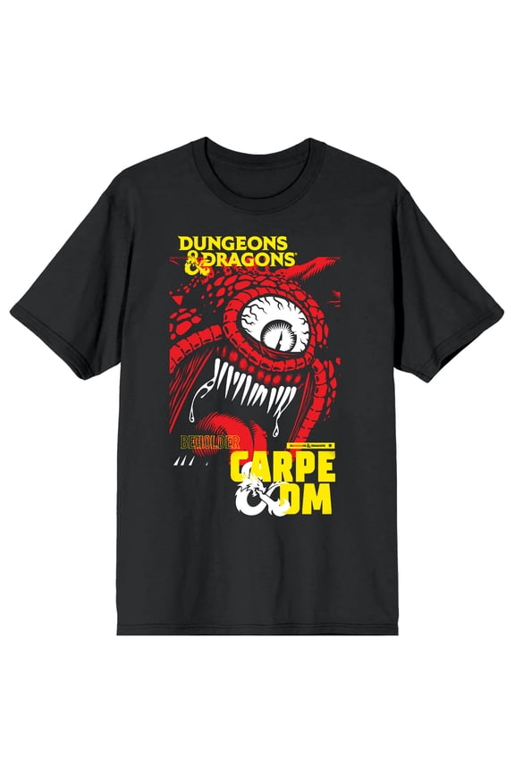 Dungeons & Dragons Beholder Carpe DM Crew Neck Short Sleeve Men's Black T-shirt-Large