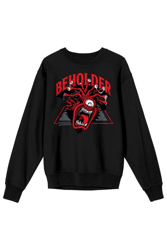 Dungeons & Dragons Beholder Crew Neck Long Sleeve Men's Black Sweatshirt-3XL