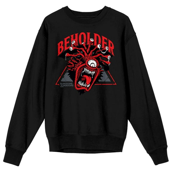 Dungeons & Dragons Beholder Crew Neck Long Sleeve Men's Black Sweatshirt-XL