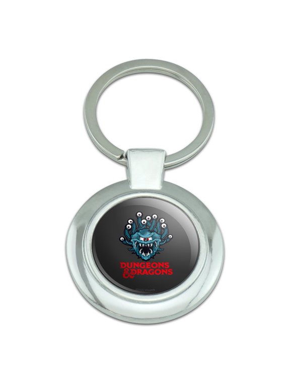 Dungeons & Dragons Beholder Keychain Classy Round Chrome Plated Metal