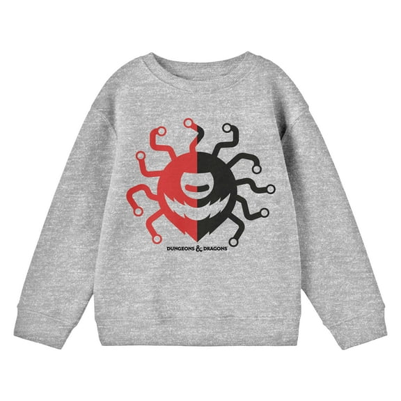 Dungeons & Dragons Beholder Logo Boy's Athletic Heather Long Sleeve Shirt-XS