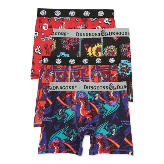 Dungeons & Dragons Boys Athletic Graphic Boxer Briefs, 4-Pack, Sizes 4-12
