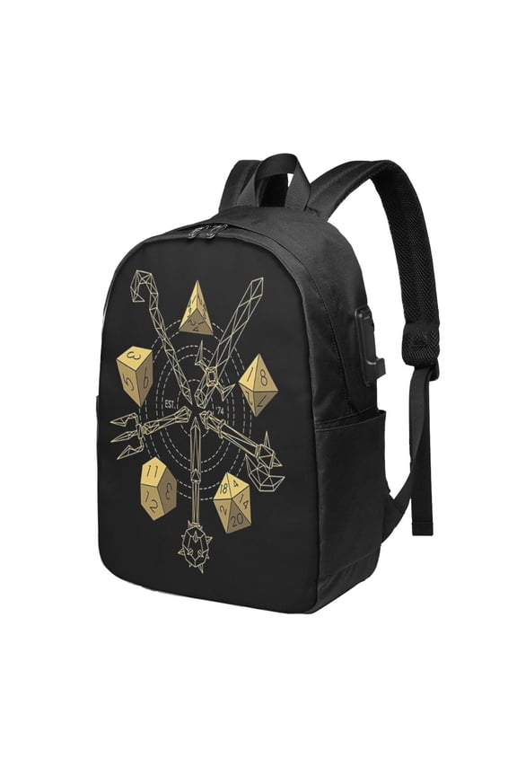 Dungeons & Dragons - Choose Your Weapon Backpack Fashion Travel Backpack Laptop Backpack 17 Inch External Usb Interface Headphone Line Interface