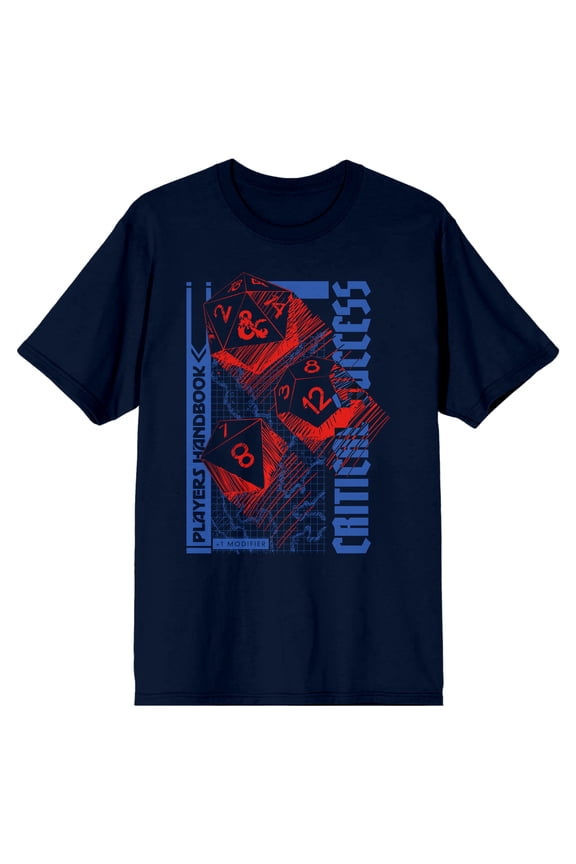 Dungeons & Dragons D20 Dice Critical Success Men's Navy T-shirt-Medium