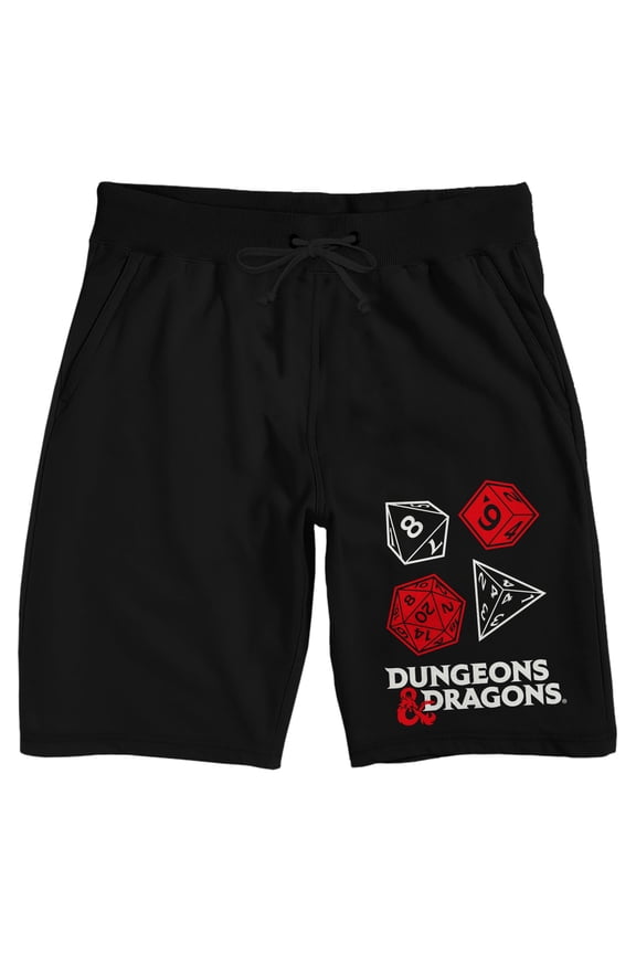 Dungeons & Dragons D20 Dice Men's Quick Turn Black Sleep Pajama Shorts-Medium