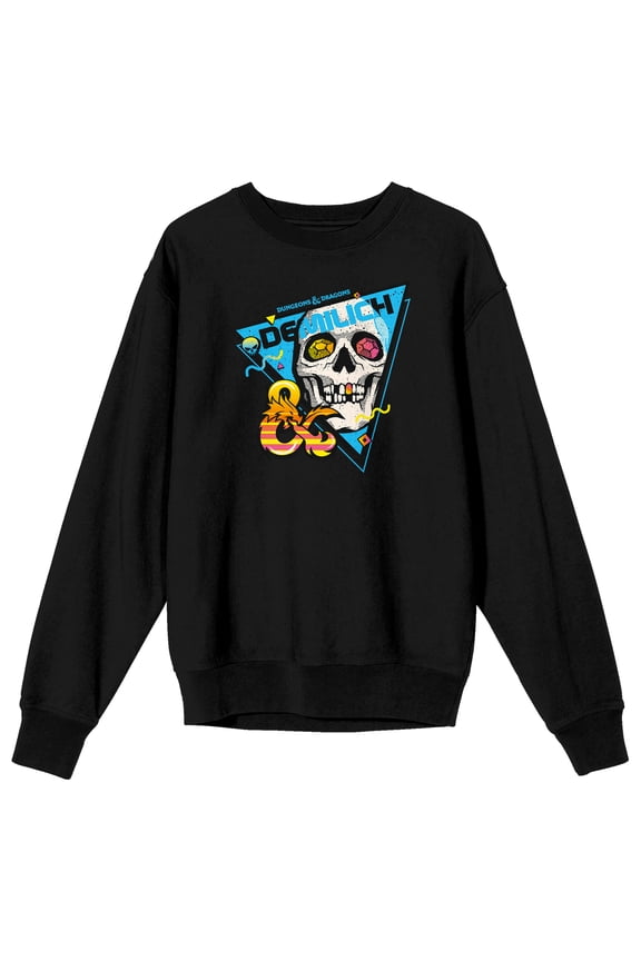 Dungeons & Dragons Demilich Skull Monster Men's Black Long Sleeve Sweatshirt-Medium