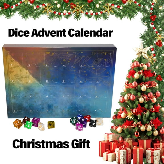 Dice Advent Calendar 24-Day Countdown to Christmas Polyhedral Dice Set