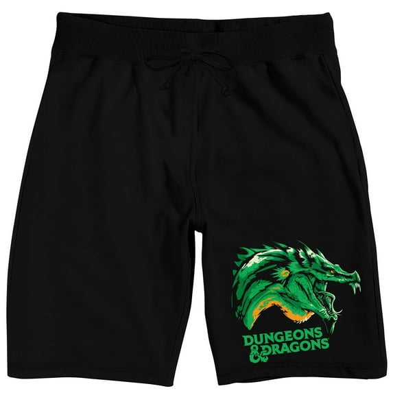Dungeons & Dragons Dragon Art Men's Black Lounge Shorts-XL