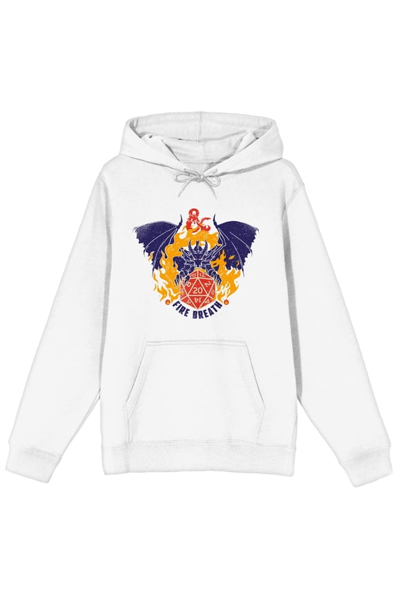 Dungeons & Dragons Dragon Fire Breath Men's White Sweatshirt-XL