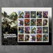 Dungeons & Dragons Forever USPS Postage Stamp 1 Sheet of 20 US First Class Celebration Announcement Wedding Fantasy Adventure 20 Stamps