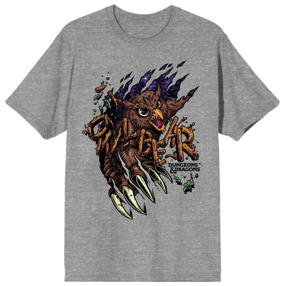 Dungeons & Dragons Game Owlbear Heather Grey Tee Shirt- L